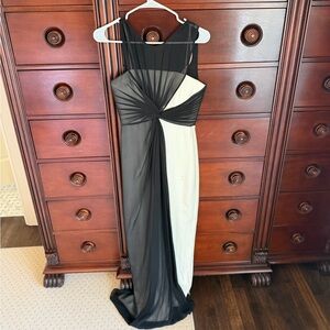 Elegant Black and White Evening Dress